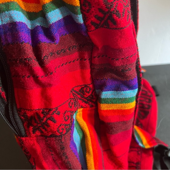 Backpack Machu Picchu Alpaca Lama Handwoven Red - Picture 9 of 12